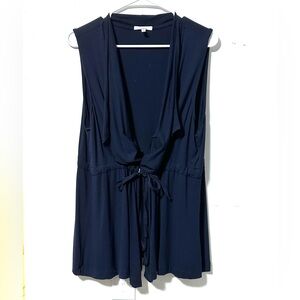 NWOT women's xl Maurice's tie front vest, dark blue, adjustable waist